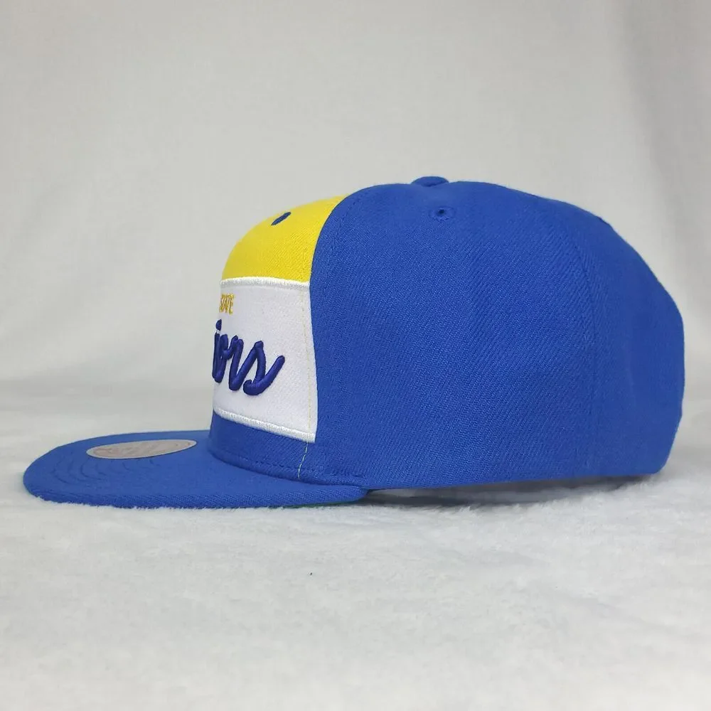 Golden State Warriors Mitchell & Ness‎ NBA Snapback Hat Cap Script 3D Logo NWT